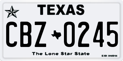 TX license plate CBZ0245