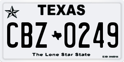 TX license plate CBZ0249