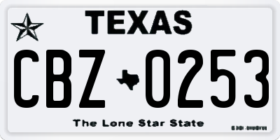 TX license plate CBZ0253