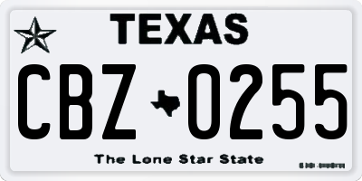 TX license plate CBZ0255