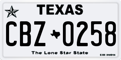TX license plate CBZ0258