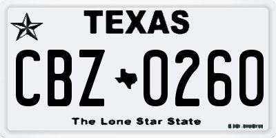 TX license plate CBZ0260