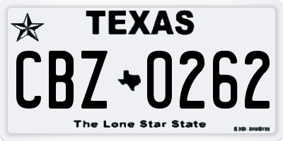 TX license plate CBZ0262
