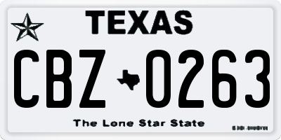 TX license plate CBZ0263