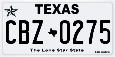 TX license plate CBZ0275