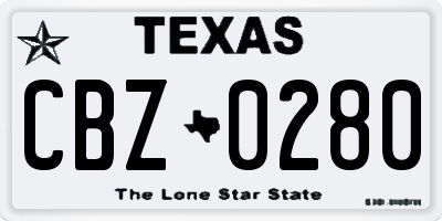 TX license plate CBZ0280