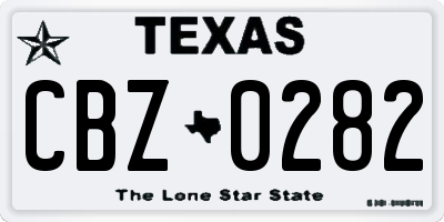 TX license plate CBZ0282