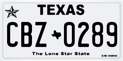 TX license plate CBZ0289