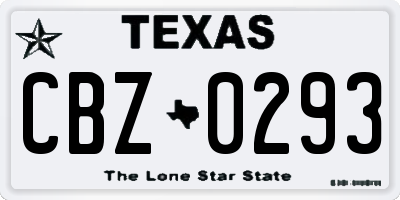 TX license plate CBZ0293