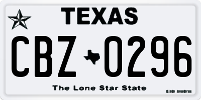 TX license plate CBZ0296