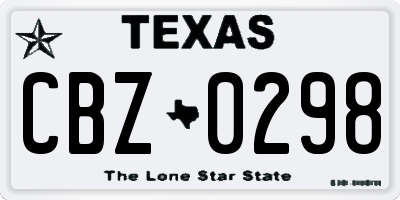 TX license plate CBZ0298