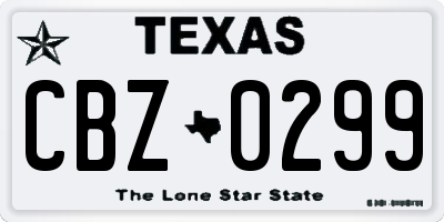 TX license plate CBZ0299