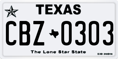 TX license plate CBZ0303