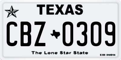 TX license plate CBZ0309