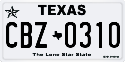 TX license plate CBZ0310
