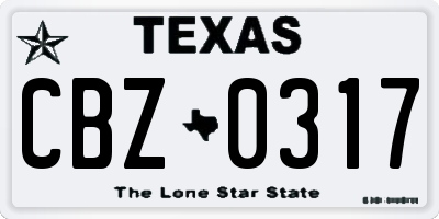 TX license plate CBZ0317
