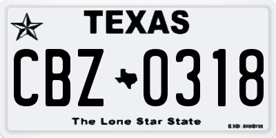 TX license plate CBZ0318