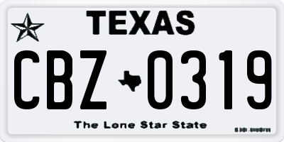 TX license plate CBZ0319