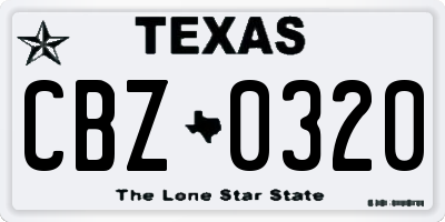 TX license plate CBZ0320