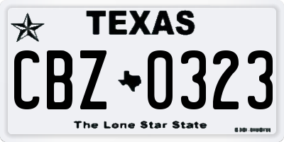 TX license plate CBZ0323