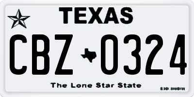 TX license plate CBZ0324
