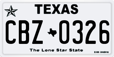 TX license plate CBZ0326