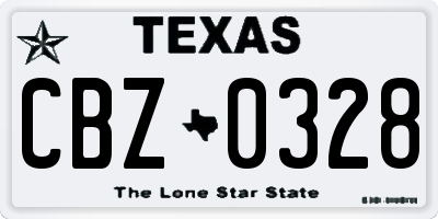 TX license plate CBZ0328