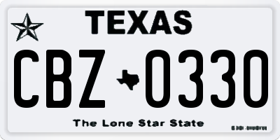 TX license plate CBZ0330