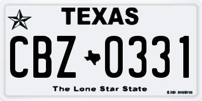 TX license plate CBZ0331