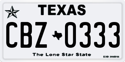 TX license plate CBZ0333