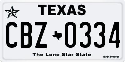 TX license plate CBZ0334