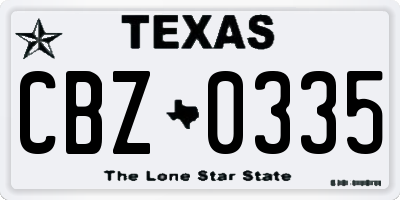 TX license plate CBZ0335