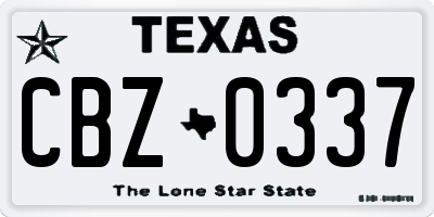TX license plate CBZ0337