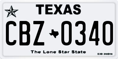 TX license plate CBZ0340