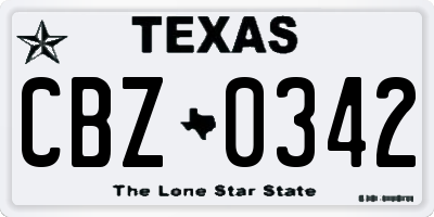 TX license plate CBZ0342