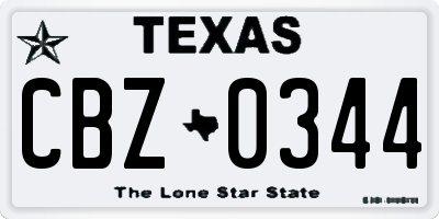 TX license plate CBZ0344