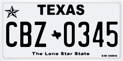 TX license plate CBZ0345