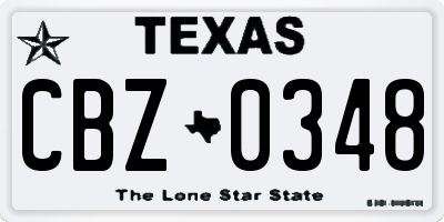 TX license plate CBZ0348