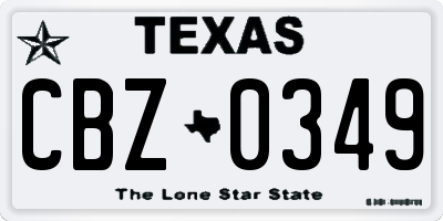TX license plate CBZ0349