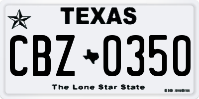 TX license plate CBZ0350