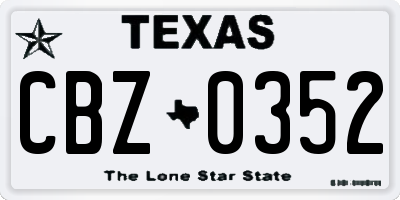 TX license plate CBZ0352