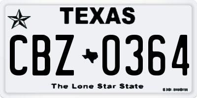 TX license plate CBZ0364
