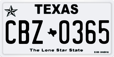 TX license plate CBZ0365
