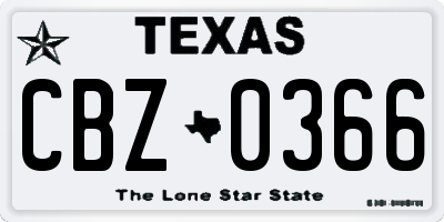 TX license plate CBZ0366