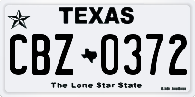 TX license plate CBZ0372