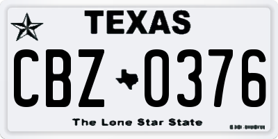 TX license plate CBZ0376