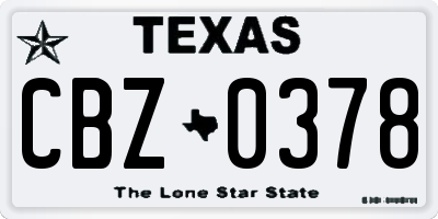 TX license plate CBZ0378