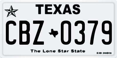 TX license plate CBZ0379