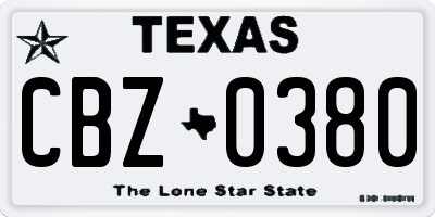 TX license plate CBZ0380