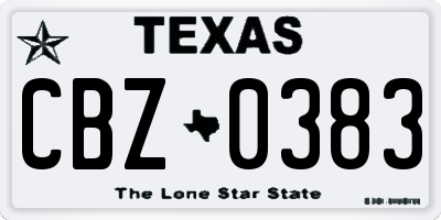 TX license plate CBZ0383